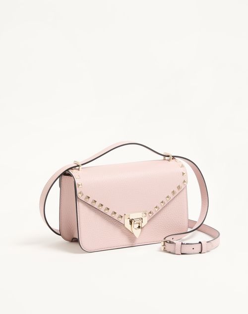 Valentino Garavani - Valentino Garavani Rockstud Small Shoulder Bag In Grainy Calfskin - Pink - Woman - Shoulder Bags